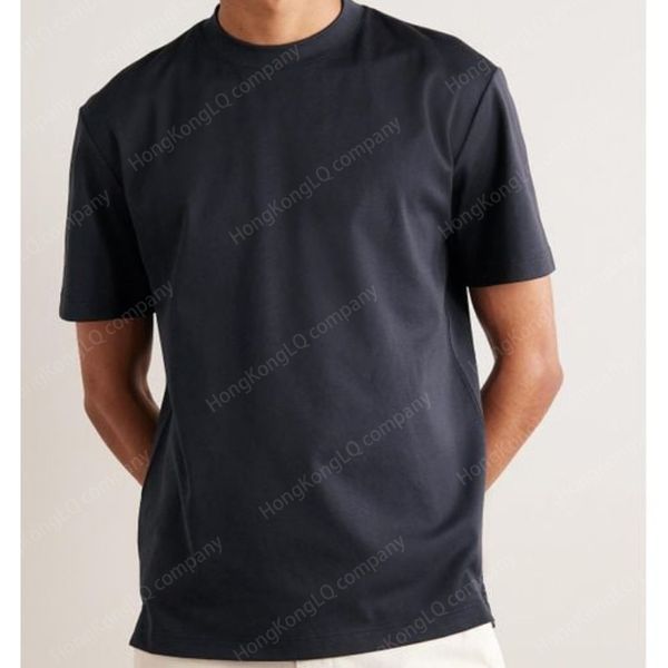 

Designer Men T Shirt Loro Mens Blue Cotton-jersey T-shirt Fashion Short Sleeves Tops Summer Tshirts Piana, Black