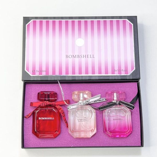 

Secret Bombshell Perfume 30ml 3piece Set Women Sexy Girl Fragrance Long Lasting Smell VS Lady Parfum Pink Bottle Cologne Spray 3pcs Gift Box Kit Good Quality