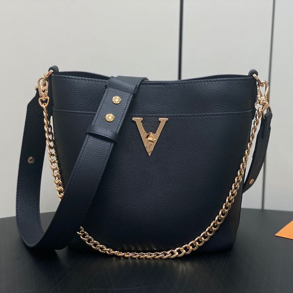 

Top of the line version 10A, designer bag, women's bucket bag, casual and fashionable, large capacity handbag, shoulder bag, Black