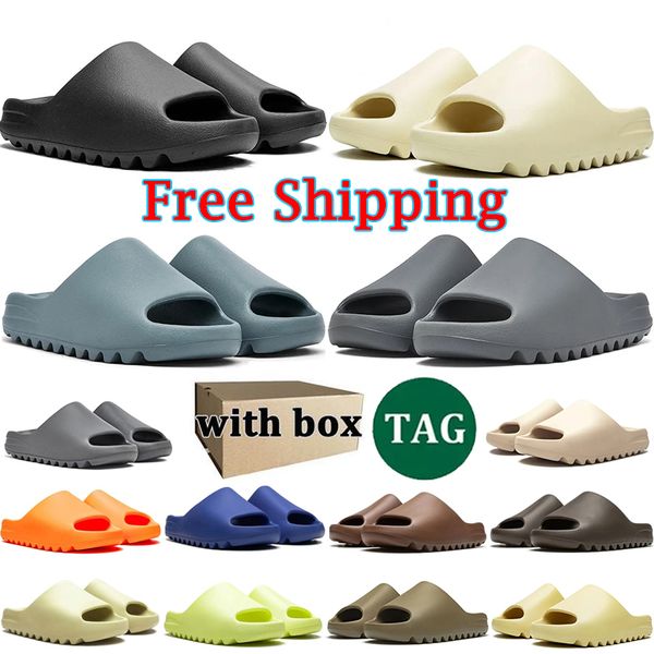 

with box slides Free Shipping designer sandals slippers men women slide Onyx Bone Desert Sand Brown Blue Green slipper mens summer sliders flip flop shoes, Color 2