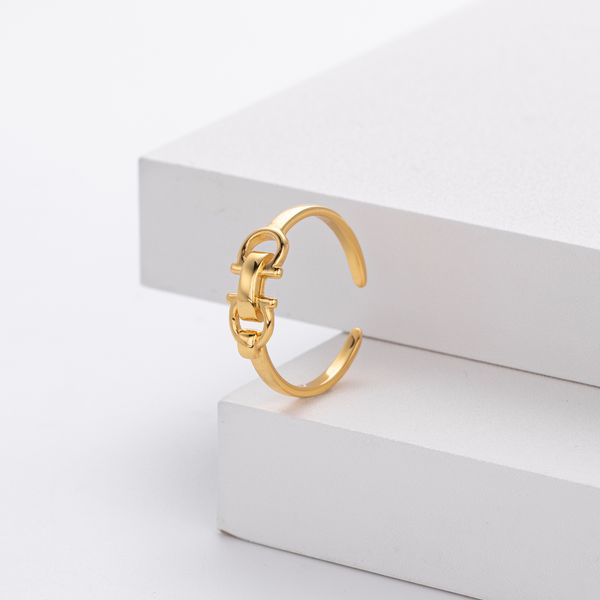 

s925 sterling silver foreign trade wholesale trendy belt buckle double D open ring light luxury luxury horseshoe fashion ring