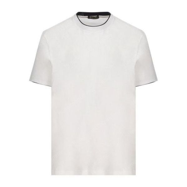 

Designer Men T Shirt Loro Men' White Contrasted-trim Crewneck T-shirt Short Sleeves Tops Summer Tshirts Piana