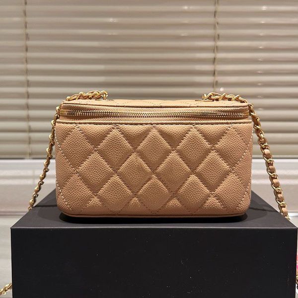

Designer bag Leather Makeup Bag Classic Shoulder bag Vanity With Metal Letter quality Crossbody Bag saddle bag luxurys Handbags Zipper Cosmetic bag 20cm, Black