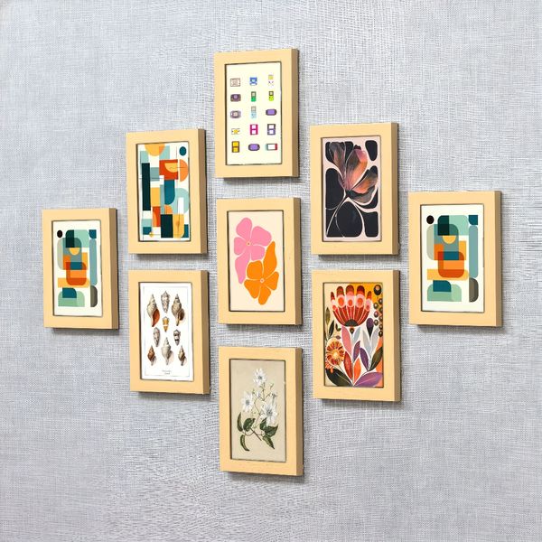 

2 pieces Wooden Framed Canvas Poster Folk art flowers, beautiful flowers, Creative Waterproof Canvas Posters, Bedroom, Office, Living Room