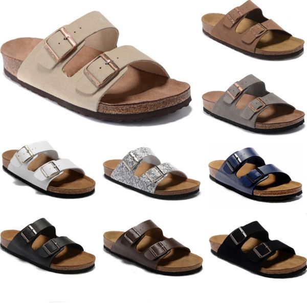 

Arizona New Summer Cork Slippers Beach Sandals Casual Double Buckle Clogs Sandalias Women men Slip on Flip Flops Flats Shoes US 3.5-15.5, Black