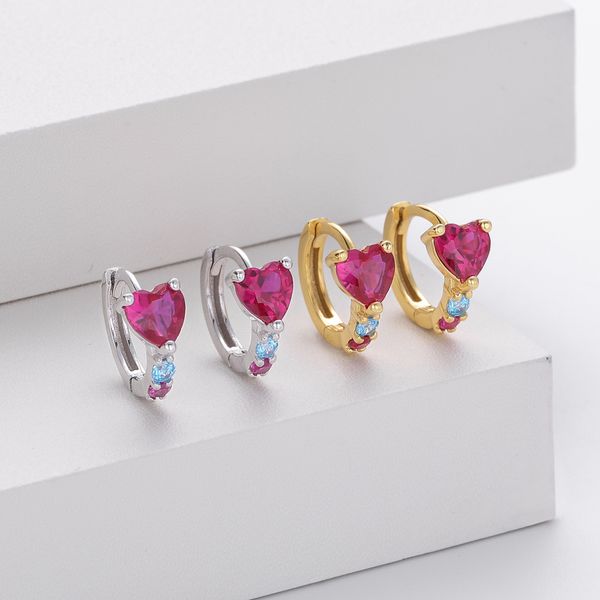 

S925 pure silver fashionable temperament love ruby ear buckle sweet and fresh ear accessory earrings