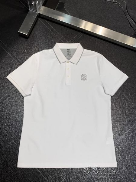 

Mens Polos Spring and Summer brunello Embroidery Contrast Jacquard cucinelli Short Sleeve Polo Shirts, Blue