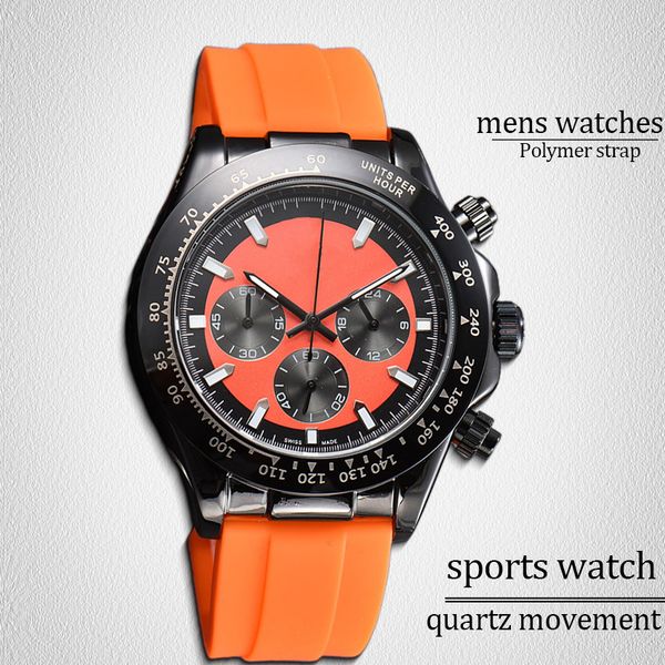 

aaa watch Mens quartz movement watches high quality movement watches 40MM Stainless Steel Orange strap sport watch fashions casual modern Wristwatch luxury watch, #9 black
