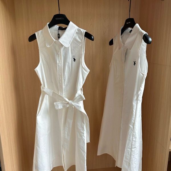 

Collar Sleeveless Dress Women Premium Sense Vintage Slim Shirt Dress Summer, White