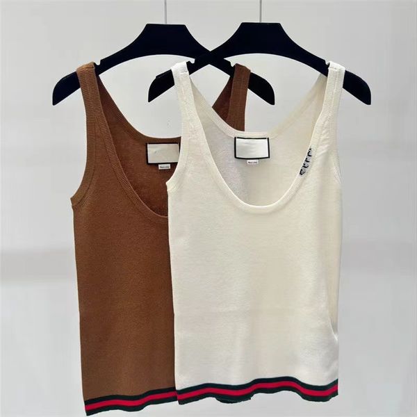 

Womens T-shirt designer G-letter embroidered Letter Print T-shirt fashion casual summer round neck sleeveless top letter contrasting edge slim knit vest, Color2