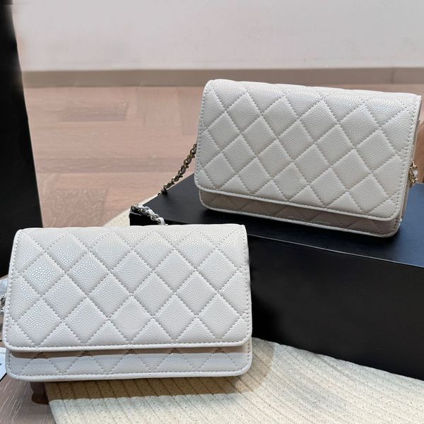 

Designer Wallets Leather Wallet Classic Card holder Handbags Classic Shoulder bag Crossbody bag Luxurys Chain Purse Card Women Credit card slot Fortune bag 19m, White silver