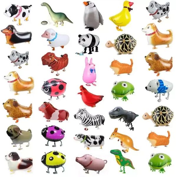 Walking Animal Helium Cute Cat/Dog/Dinosaur Foil Balloon Birthday Party Decorations Kids Baby shower Gift Toy Air Globos 1119