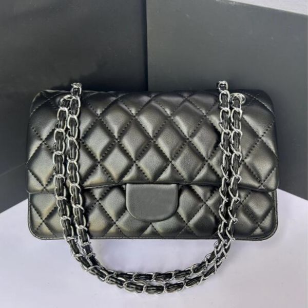 

10A Mirror Quality Designers Classic Flap Quilted Bag Medium 25cm Womens Lambskin Caviar Luxury Handbag Real Leather Caramel Purse Shoulder Chain Black, White silver chain