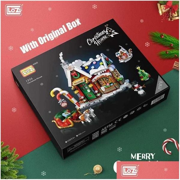 

788Pcs Blocks Loz Mini Architecture Merry Christmas House Santa Claus Snowman Tree Deer Building Bricks Toy For Kids Giftc241019 Dro Dh9Ds, Multicolor