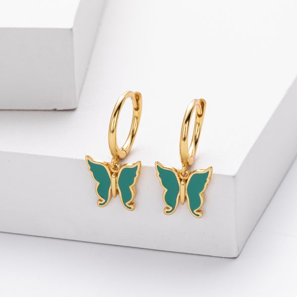 

European and American S925 sterling silver fashion high-end butterfly earrings dripping oil temperament earrings niche design jewelry
