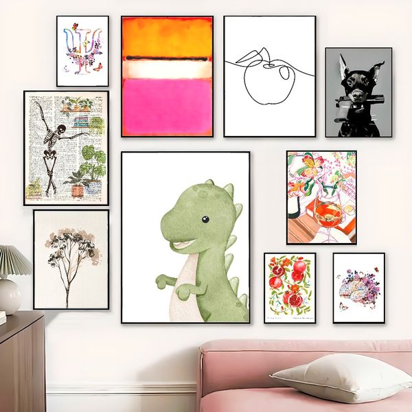 

3 pieces Wooden Framed Canvas Poster Pomegranate, fruit flowers, food, kitchen restaurant decoration, Creative Waterproof Canvas Posters