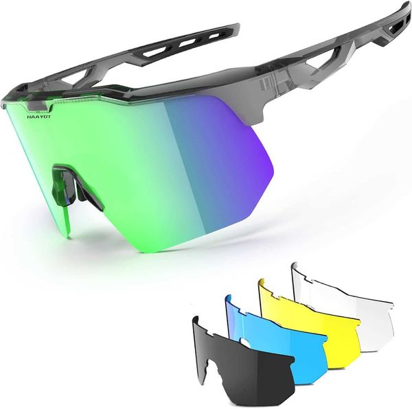 

HAAYOT Polarized Sports Sunglasses for Men and Women Youth Baseball Bicycle Running Softball Bicycle Glasses 5 Lenses VS93