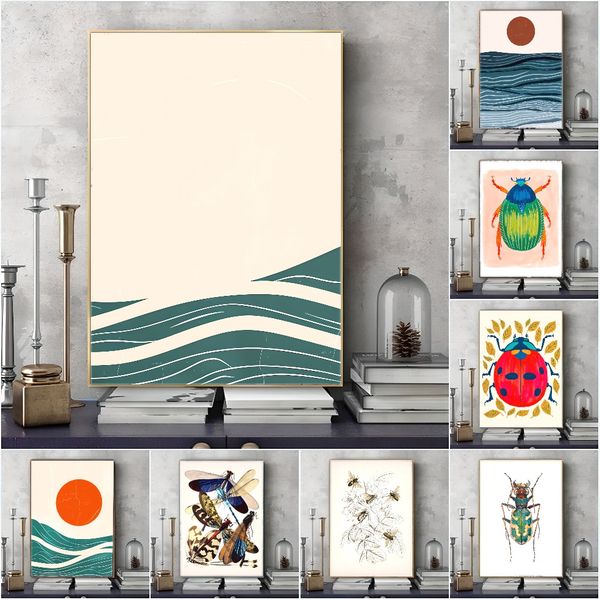 

3 pieces Wooden Framed Canvas Poster Simple vintage floral art print, Creative Waterproof Canvas Posters, Bedroom, Office, Living Room