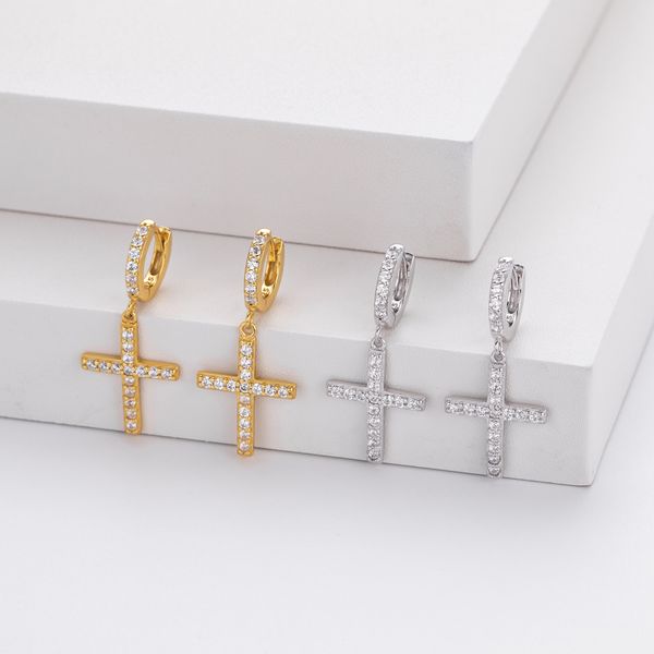 

Classic S925 sterling silver earrings, cross micro-set zirconia earrings, INS trendy temperament, high-end earrings