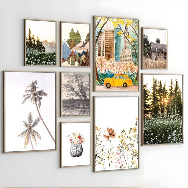 

3 pieces Wooden Framed Canvas Poster Floral art print, colorful, Creative Waterproof Canvas Posters, Bedroom, Office, Living Room, Cafe