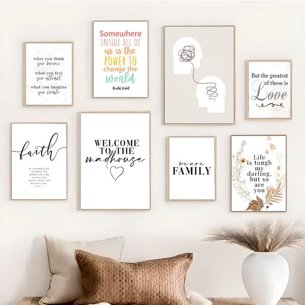 

3 pieces Wooden Framed Canvas Poster Sweet home, family inspirational quotes wall art print, modern, simple