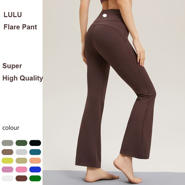 

2024 lulu new Flare pant Lycra fabric Women yoga flared pants High Waist Sports Gym wear LL Leggings Elastic Fitness Lady Outdoor Sports Trousers, Green turquoise