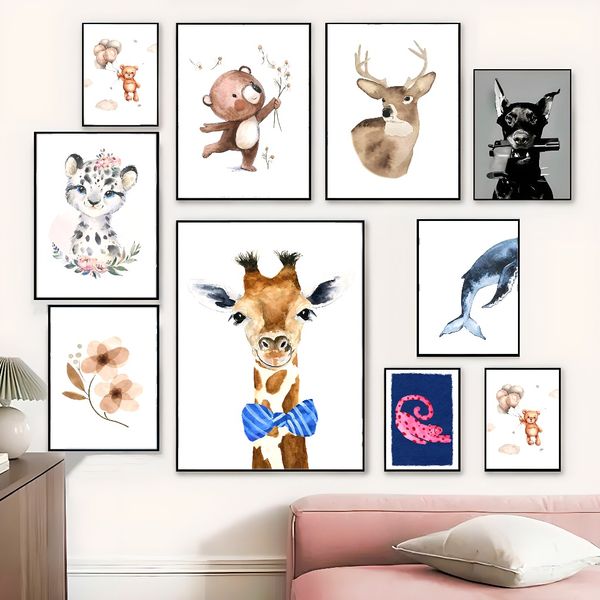 

3 pieces Wooden Framed Canvas Poster Animal Art, Creative Waterproof Canvas Posters, Bedroom, Office, Living Room, Cafe, Bar
