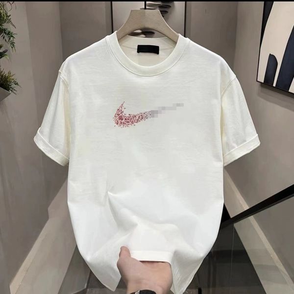 

Summer T-shirt short-sleeved designer light luxury men and women with minimalist design print round neck fashion tide versatile, Black