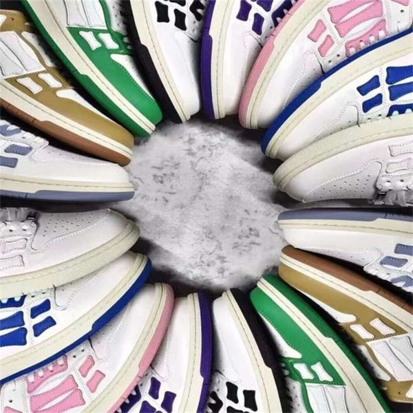 

Designer Am Kid Adults Bone Casual Shoes Fashion Women Men Skelet Retro Sneakers Genuine Leather Lace Up Runner Trainers greenwig blondewig, Blue