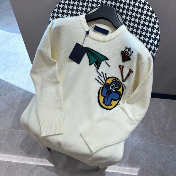 

New luxury Men' Sweaters Sweatshirts Hoodie Men Knitted Sweater Embroidery Letter Long Sleeve Sweatshirt Loose ma'am Hoode Men' Clothing BFG2411203, White