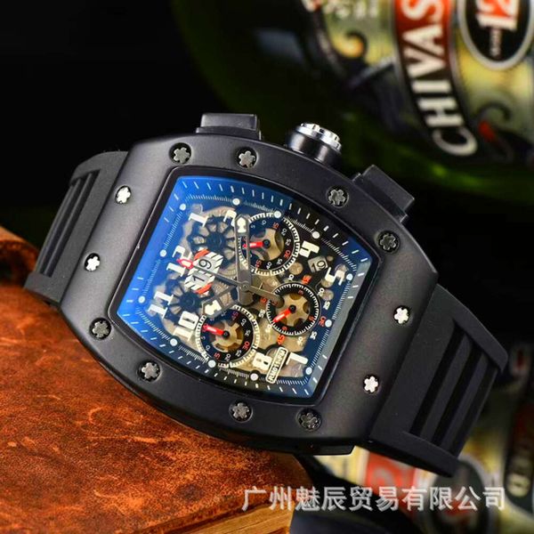 

2024 Barrel Multi Functional Hollow Quartz Men's Women's Student Watch, Black