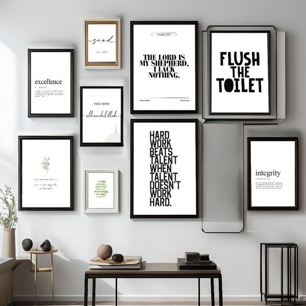 

3 pieces Wooden Framed Canvas Poster Inspirational quotes, modern, stylish, black and white art, Creative Waterproof Canvas Posters