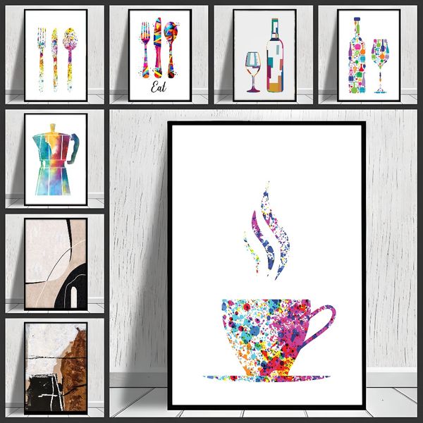 

3 pieces Wooden Framed Canvas Poster Kitchen poster art, simple decoration, Creative Waterproof Canvas Posters, Bedroom, Office