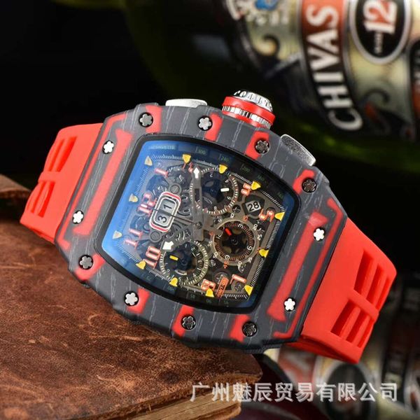 

2024 Luxury brand Men's watch intermittent color hollowed out six-pin barrel quartz men's and women's student watches, Dark grey
