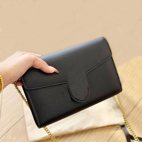 

Woman Crossbody Chain Bag mini cross body Envelope Shoulder Bags designer phone purse Zipper Pocket Leather 10A, Black(20*11cm)