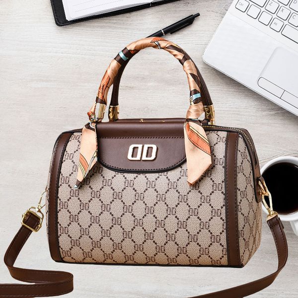 

Factory wholesale women handbag elegant retro old color handbags sweet elegant ribbon women shoulder bag simple atmospheric letters leather messenger bag 0915#, Image color-0915#