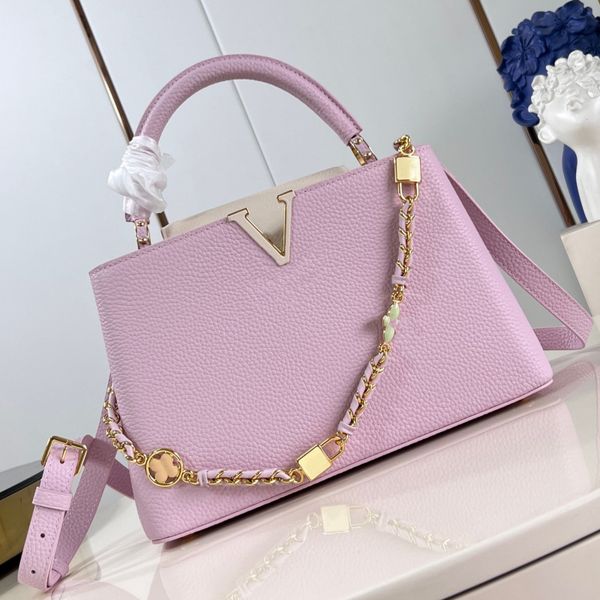 

fashion Handle Women Designer bag Shoulder Bags Capucines Flower Padlock MM BB mini Totes Crossbody Bag Aurillon Leather Handbags Woman Luxury Purses Handbag, Pink mini