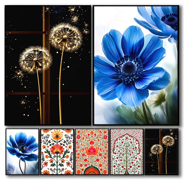 

3 pieces Wooden Framed Canvas Poster Colorful, vintage floral art, Creative Waterproof Canvas Posters, Bedroom, Office, Living Room, Cafe