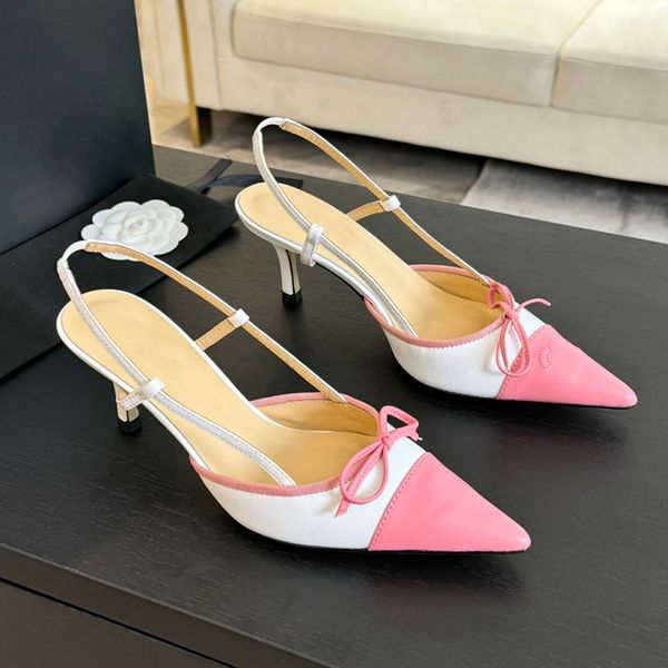 

Womens 6cm Thin High Heel Dress Shoes Designer Sheepskin/Breathable Net Eye Tip Toe Bow Cutout Heel Sandals Ladies Outdoor Dress Party Shoes, Black