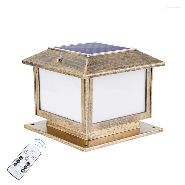 

Lamps Wall LED Solar Column Head Light Control Home Courtyard Waterproof Outdoor Villa Garden Warm Retro Decorative Lamp
