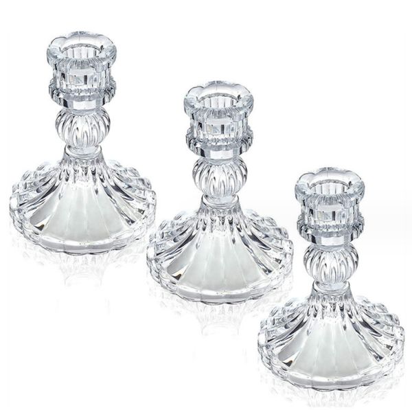 Glass Candlestick Holder Clear Taper Candle Holder Stand For Wedding Party Dining Table Festival Decor