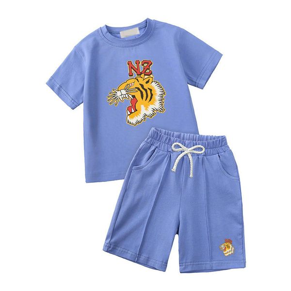 

in Stock Children Casual Clothes Designer Girls Boys Baby Clothing Sets Spring Kids Vacation Outfits Summer Cartoon Pattern T Shirt Short Pants 2pcs, Gray