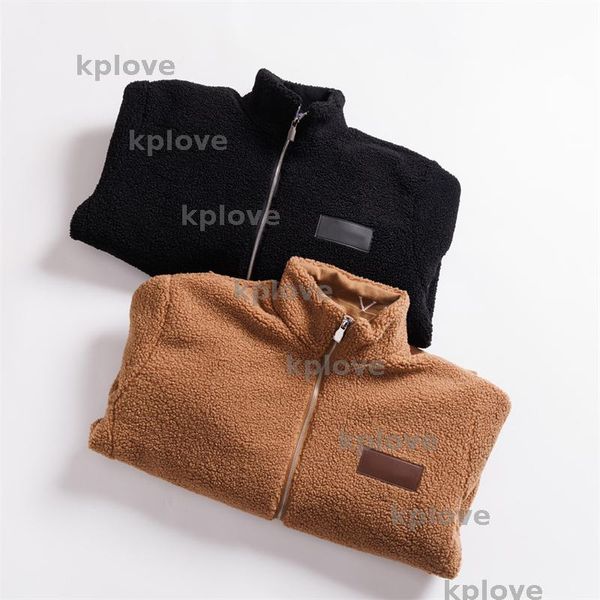

Designer Coat Women Jacket Teddy Coats Men Color Woven Jacquard Logo Warm Thickened Lamb Coat, Black