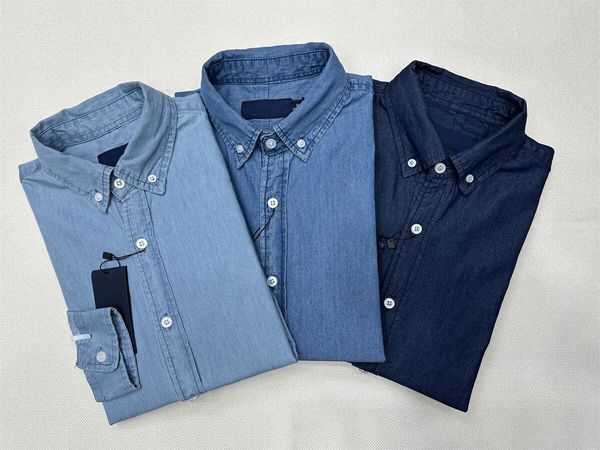 

Men Designer Shirt Fashion Casual Shirts Small Horse Classic Handsome Business Shirt Plus Size High Quality Cotton Shirts Plaid-Shirt Striped-Shirt Denim Shirt, H830-deep blue