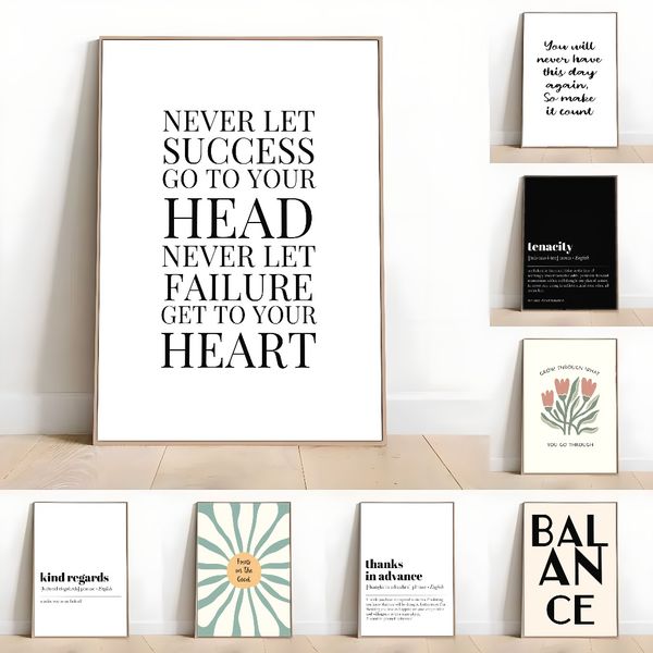 

3 pieces Wooden Framed Canvas Poster Simple, inspirational quotes art, Creative Waterproof Canvas Posters, Bedroom, Office, Living Room,Bar
