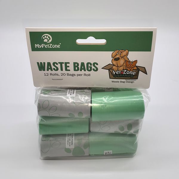 

poop bag hot selling pet garbage bag, biodegradable pet toilet bag dog garbage bag 12 roll set regular dog paw style