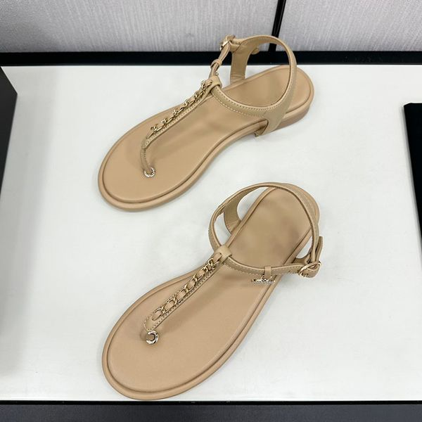 

Womens Chain Thong Flops Flat Sandals Outdoor Flip Flops Sandals Designer With Womens Retro Black Slide Girls Mule Beach Shoes Casual Shoes, Khaki