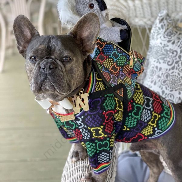 

Pet Street Fashion Autumn Winter Dog Clothes Colorful Popping Candy Big Brand Sweater French Dou Bago Teddy Fashionable And Warm, Multicolor