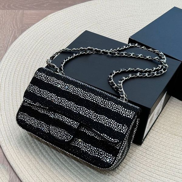 

Designers bags New Real Women luxurys Fashion Shoulder bag Sequins Evening Bag Messenger Handle Chain Bag Clutch Flap crossbody Wallet lady clutch Fortune bag 22m, Black