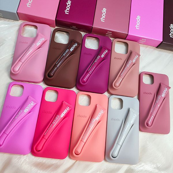 rhodes phone case For iPhone 16 Pro Max case 16 15 Plus 14 Pro 13 12 Luxurys Designer Fashion iphone case Lip Gloss Lipstick Lip Balm Make-Up Silicone Phone Case just case